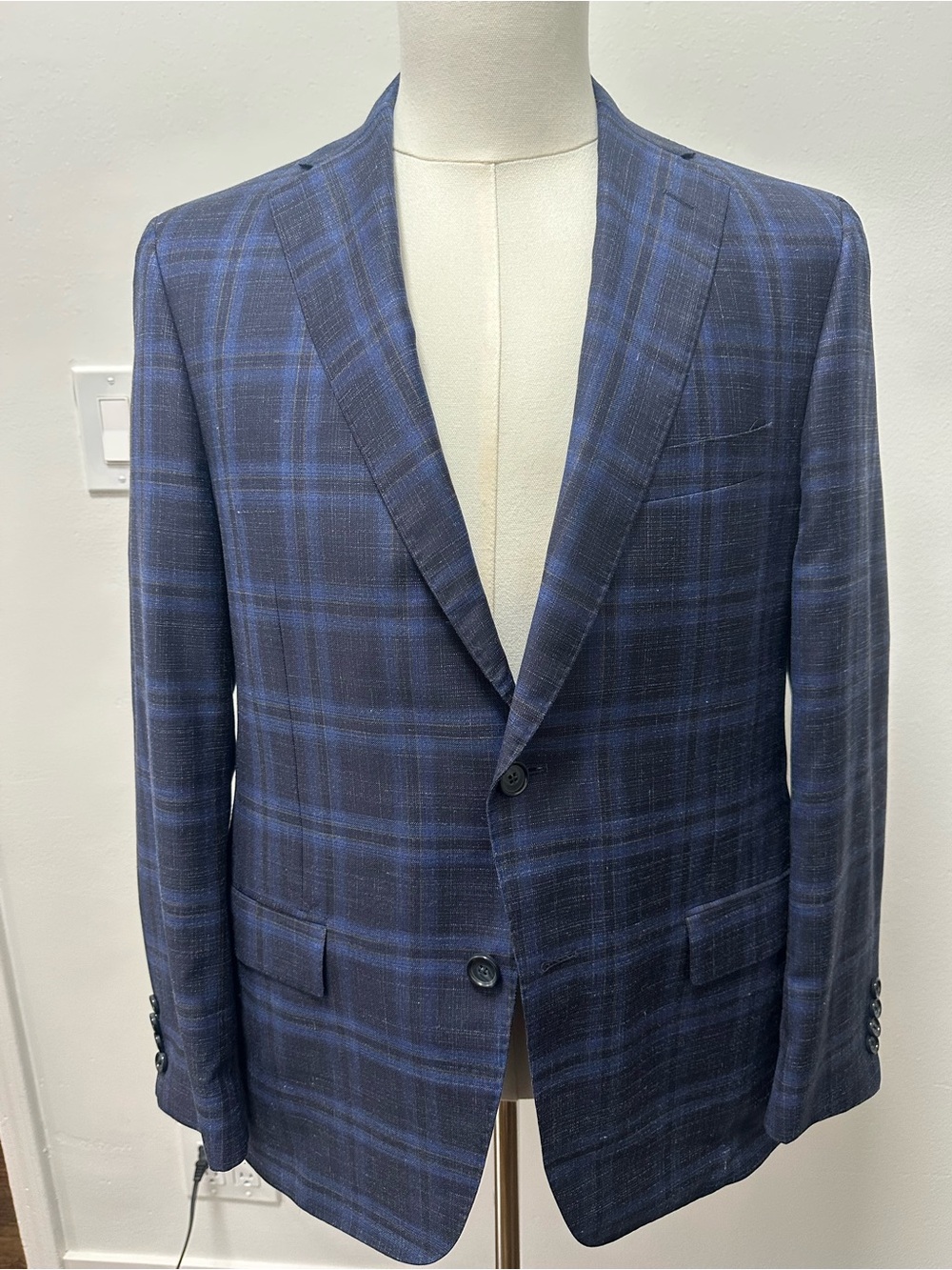 Hickey Freeman Blue Windowpane Sport Coat Blazer | Like New